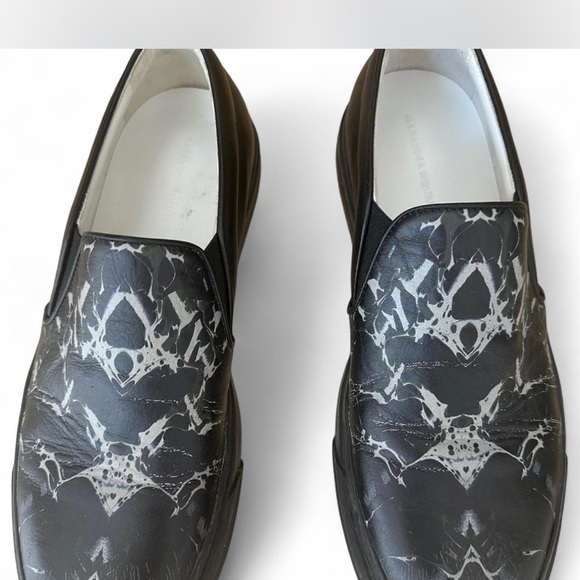 Alexander McQueen Black and White Graphic Loafers